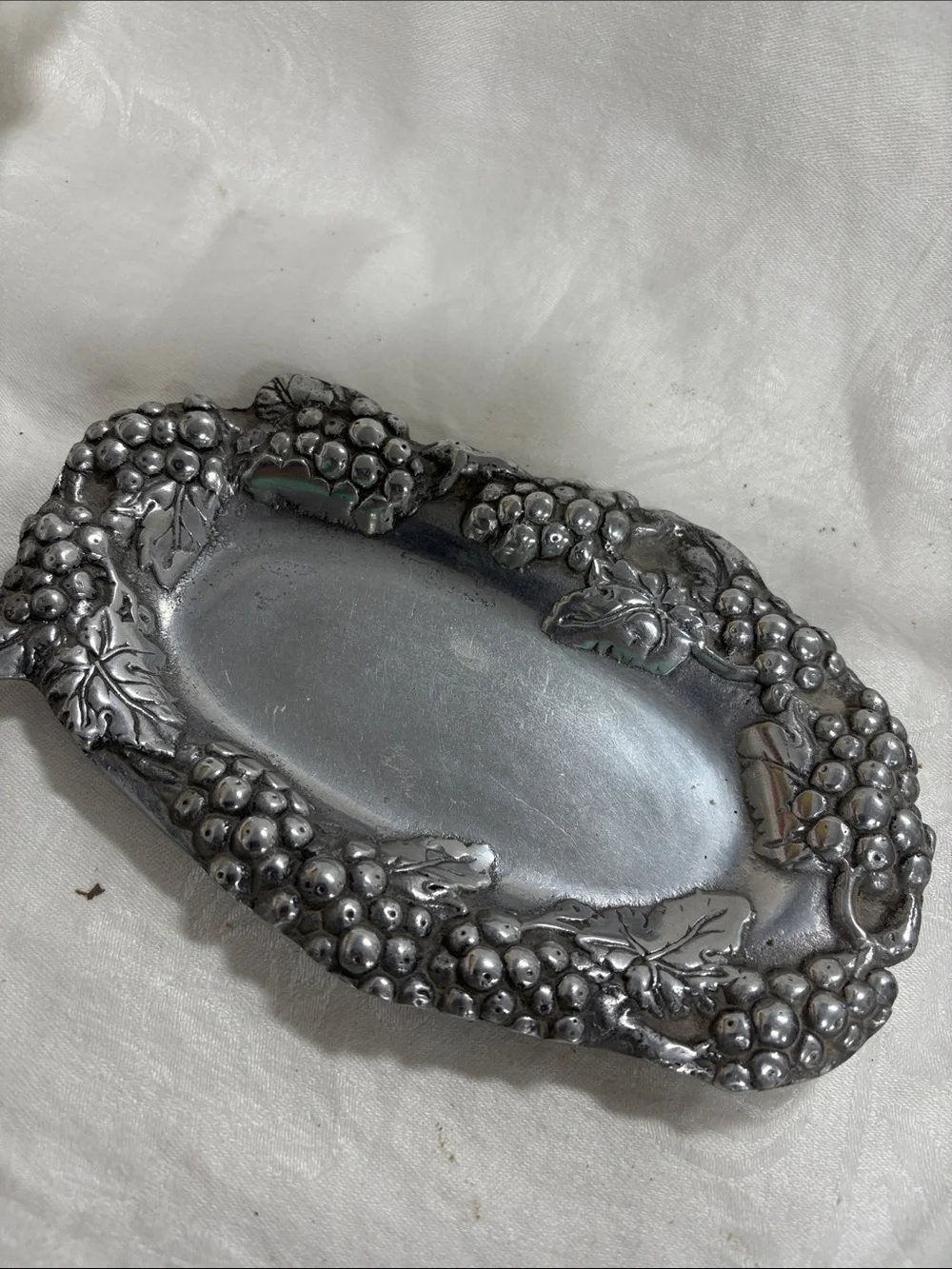 Decorative Grape Motif Trinket Dish cast aluminum serving